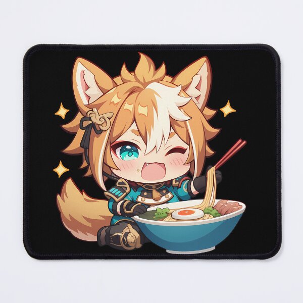 Item preview, Gorou Genshin Impact Chibi Kawaii Ramen Noodles Cheer designed and sold by mildaclairmo.