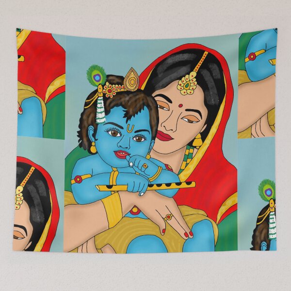 Item preview, Lord Krishna Divine Art – Hindu Spiritual Illustration of the Flute Player designed and sold by Harshit_Digital_Arts.