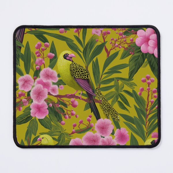Item preview, Bird & Botanical Bright Jungle Vibe Pink Chartreuse designed and sold by TheBohemianLark.