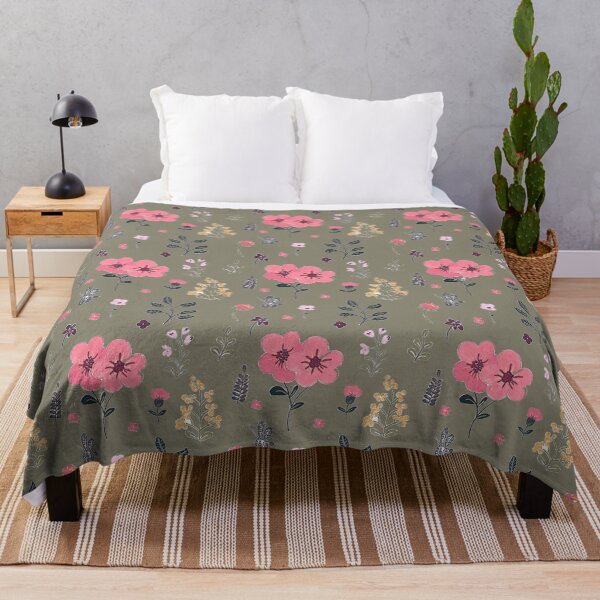 Item preview, Pink flower garden on green background designed and sold by estilolukino.