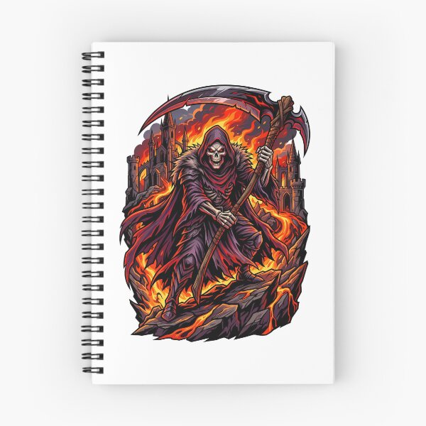 Item preview, Grim Reaper Holding Scythe Over Volcanic Lava And Ruins designed and sold by Tong4130.