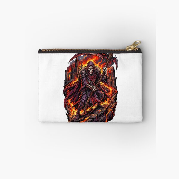 Item preview, Grim Reaper Holding Scythe Over Volcanic Lava And Ruins designed and sold by Tong4130.