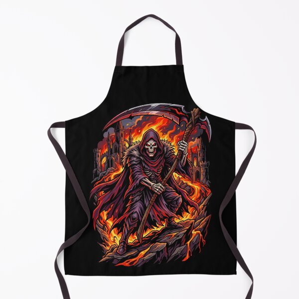 Item preview, Grim Reaper Holding Scythe Over Volcanic Lava And Ruins designed and sold by Tong4130.