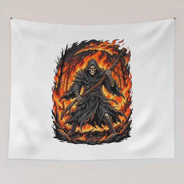 Item preview, Menacing Grim Reaper Emerging From A Blazing Forest Fire designed and sold by Tong4130.