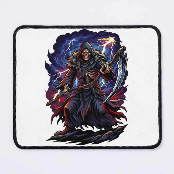 Item preview, Grim Reaper Pointing Scythe Amidst Violent Lightning Storm Clouds designed and sold by Tong4130.