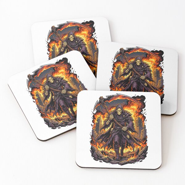 Item preview, Apocalyptic Grim Reaper Walking Through Massive City Explosions designed and sold by Tong4130.