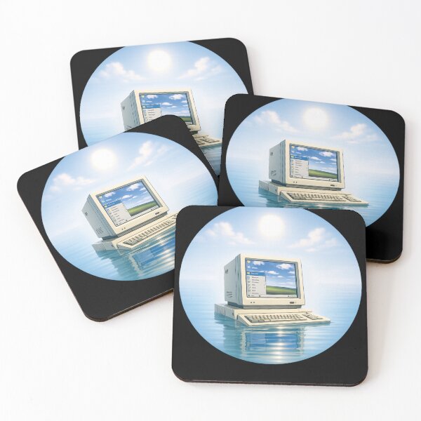 Item preview, Retro Computer Ocean Dreamscape – Vintage CRT PC Floating in Calm Vaporwave Sea  designed and sold by 486DesignCo.