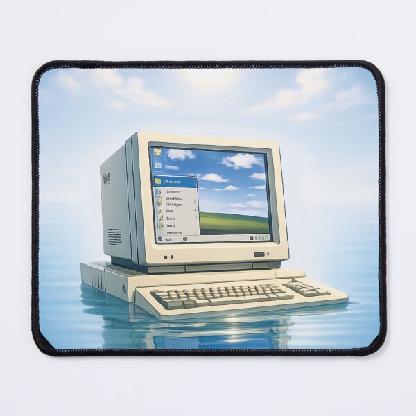 Item preview, Retro Computer Ocean Dreamscape – Vintage CRT PC Floating in Calm Vaporwave Sea  designed and sold by 486DesignCo.