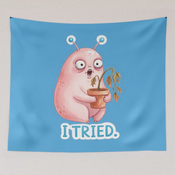 Item preview, I Tried Sad Alien Plant – Funny Relatable Watercolor Meme designed and sold by StickyDelights.