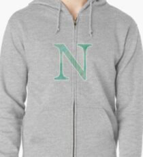 Emerald Watercolor Ν Zipped Hoodie