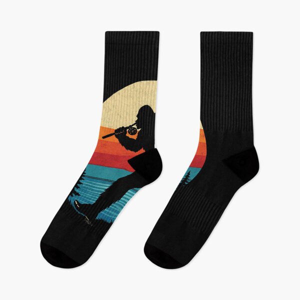 Item preview, Fishing Bigfoot Sunset Retro designed and sold by PixelMarrero.