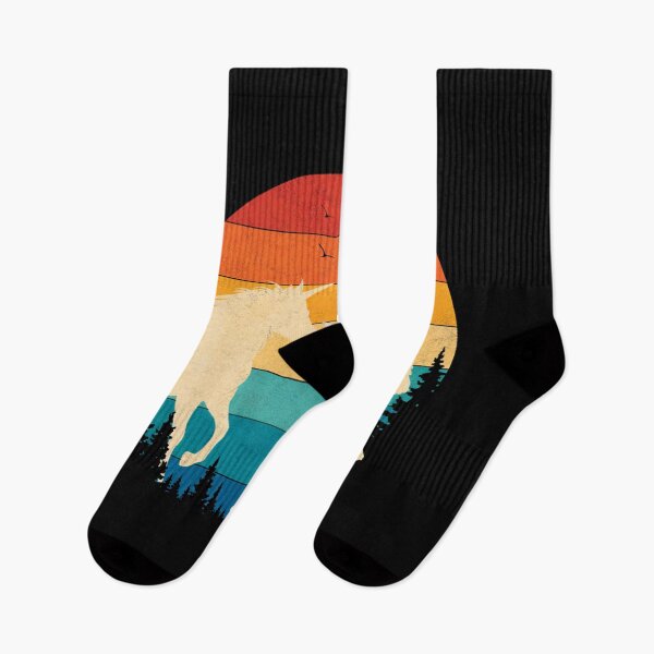 Item preview, Cream Silhouette Bigfoot and Unicorn - Retro Sunset designed and sold by PixelMarrero.