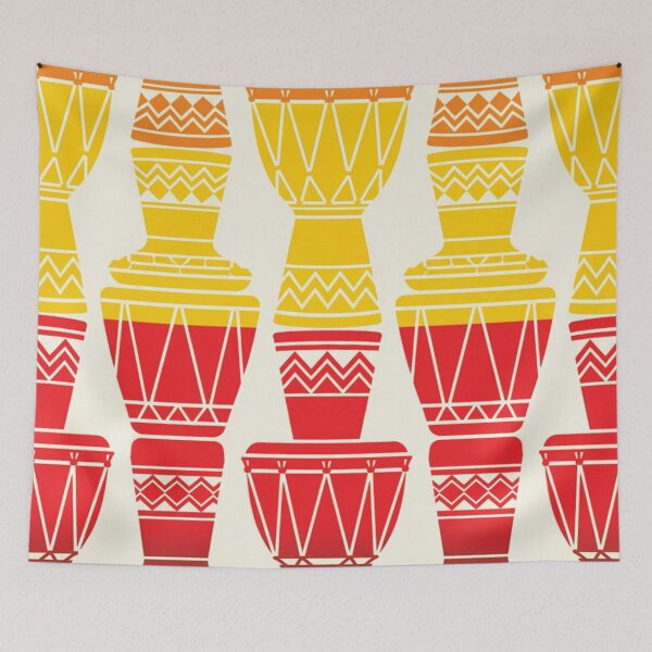 Item preview, Vibrant Stacked Djembe Drums African Rhythms Pattern designed and sold by DGtaLrtcom.