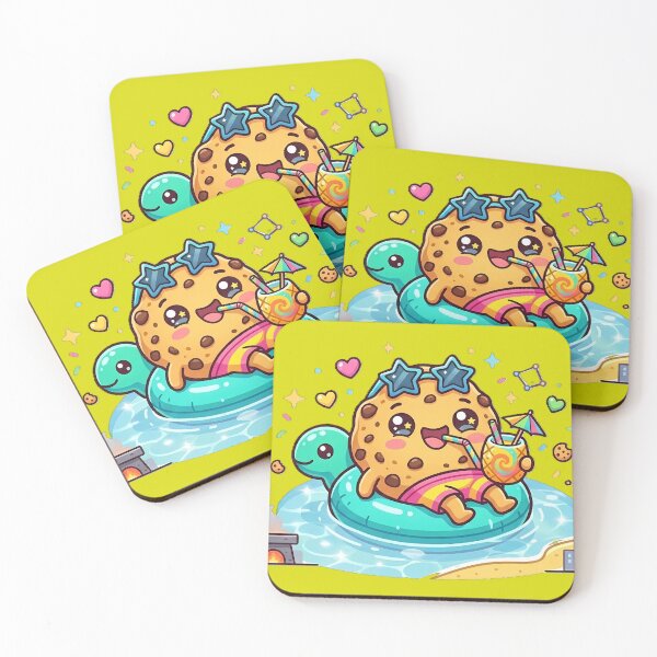 Item preview, Kawaii Cookie Beach Party - Pool Float Fun & Tropical Juice Cheers designed and sold by PawsyVibe.