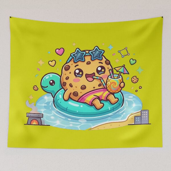 Item preview, Kawaii Cookie Beach Party - Pool Float Fun & Tropical Juice Cheers designed and sold by PawsyVibe.