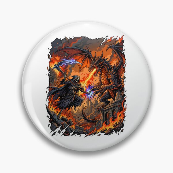 Item preview, Scary Grim Reaper Fighting A Dragon On An Explosive Battlefield designed and sold by Tong4130.