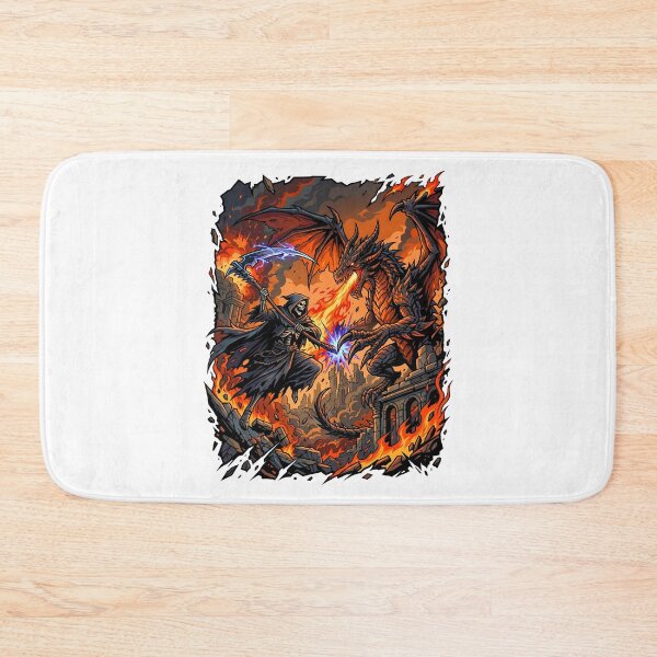 Item preview, Scary Grim Reaper Fighting A Dragon On An Explosive Battlefield designed and sold by Tong4130.