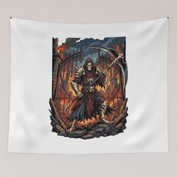 Item preview, Scary Grim Reaper Guarding Destroyed City Gates In War designed and sold by Tong4130.