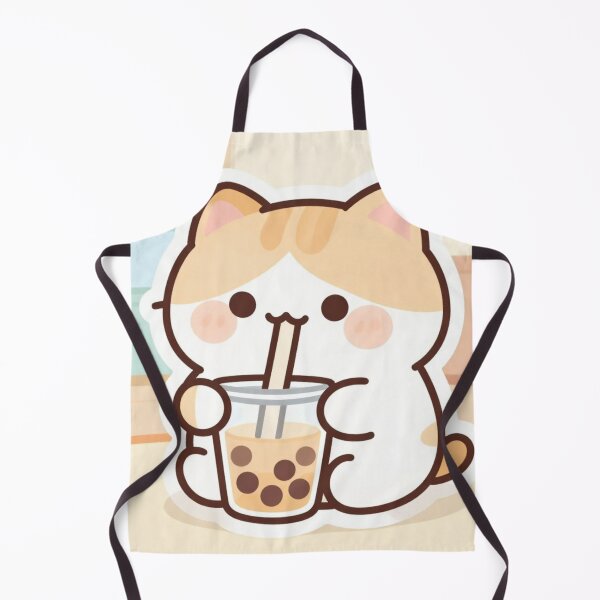 Item preview, Cute Cat Drinking Bubble Tea – Kawaii Aesthetic Sticker designed and sold by Saynix.