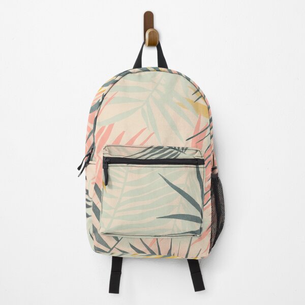 Item preview, Palm Leaves Pattern Tropical Green Blue Pink Yellow designed and sold by TheBohemianLark.