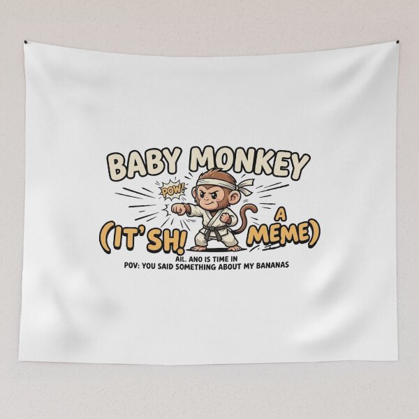 Item preview, Funny Punchy Baby Monkey Karate Meme – POV Don't Touch My Bananas designed and sold by Wear Sculpt.