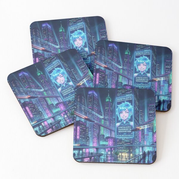 Item preview, Cyberpunk Synth-City Metropolis: Futuristic Neon Night City with Flying Cars designed and sold by ResonateUK.