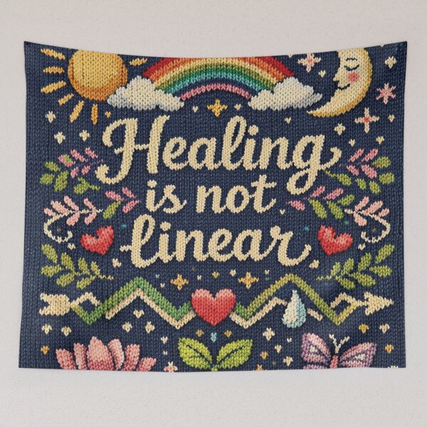 Item preview, Healing is not linear: Aesthetic positivity knitting pattern design designed and sold by Mauswohn.