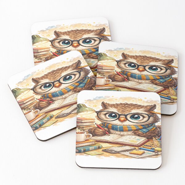Item preview, Nerd Owl Studying – Cute Smart Owl Cartoon | Book Lover Owl designed and sold by DinsignStudio.