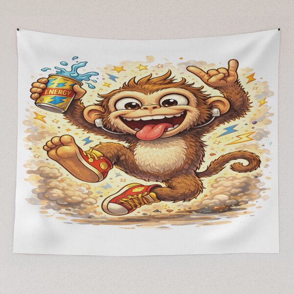 Item preview, Crazy Monkey – Funny Hyper Monkey Cartoon | Energetic Animal designed and sold by DinsignStudio.