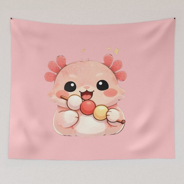Item preview, Cute Kawaii Axolotl Eating Dango Dessert designed and sold by Trendora90.