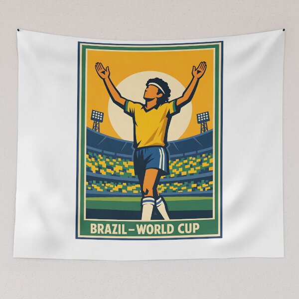 Item preview, Brazil – World Cup | Retro Football Poster designed and sold by WhisperFrame.