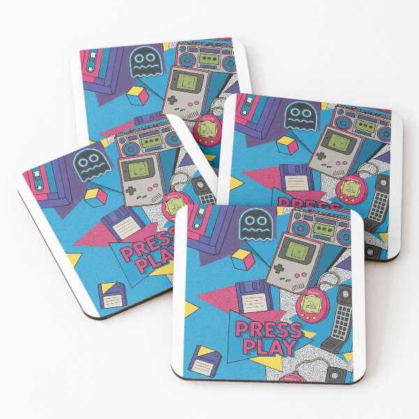 Item preview, Retro Gamer Pattern: 80s and 90s Tech Icons – Press Play Collage designed and sold by ResonateUK.