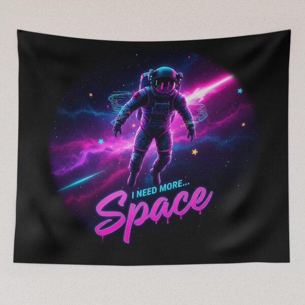 Item preview, I Need More Space Neon Astronaut Galaxy Retro Futuristic Design designed and sold by PixelGrafiks.