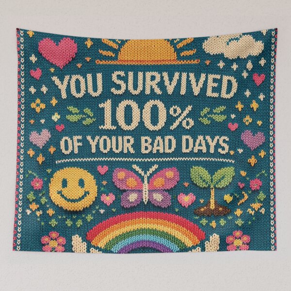Item preview, You survived 100% of your bad days: Aesthetic mindfulness knitting pattern designed and sold by Mauswohn.