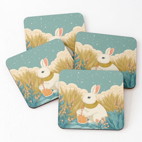 Item preview, Cute Boba Bunny Illustration – Whimsical Rabbit Drinking Bubble Tea Art designed and sold by BobaBunny76.