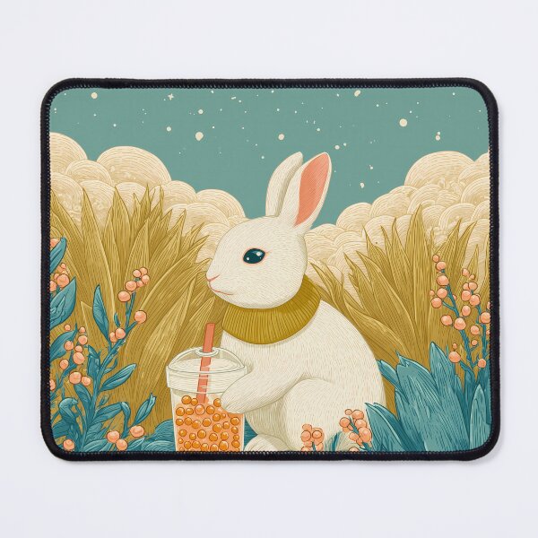 Item preview, Cute Boba Bunny Illustration – Whimsical Rabbit Drinking Bubble Tea Art designed and sold by BobaBunny76.