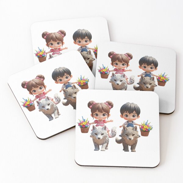Item preview, The boy and the girl with flowers designed and sold by PP&RAINBOW SHOP.