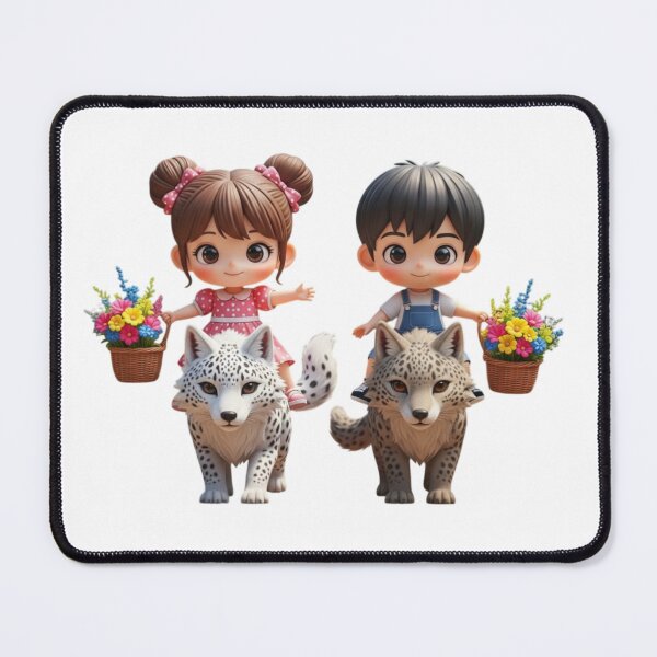 Item preview, The boy and the girl with flowers designed and sold by PP&RAINBOW SHOP.