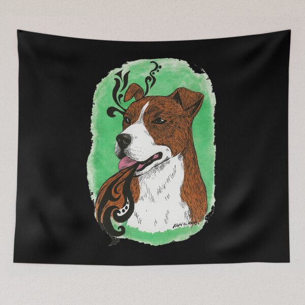Aperçu de l'œuvre Artistic Watercolor Dog Portrait - Pitbull Abstract Splatter Art créée et vendue par BendyBeasts.