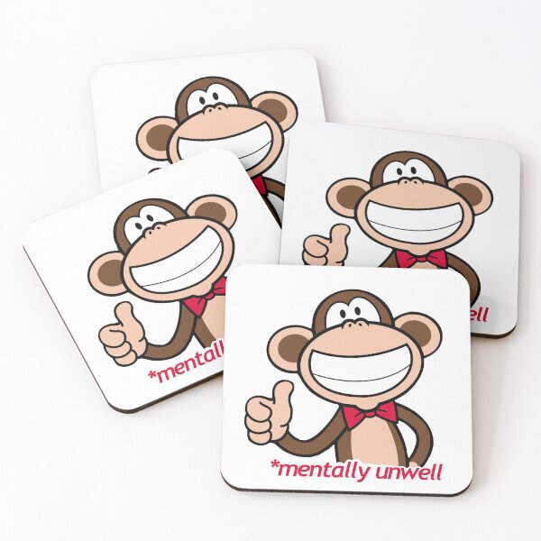 Item preview, Funny Y2K Cartoon Monkey “Mentally Unwell” Meme Design designed and sold by megsgems.