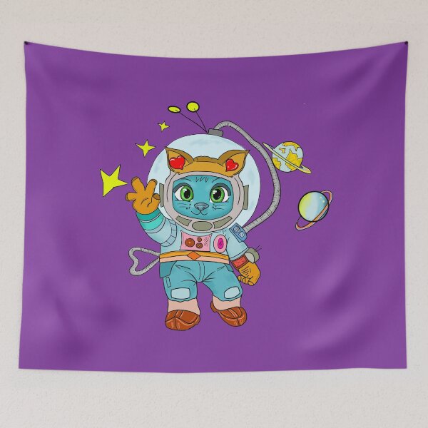 Item preview, Cute astronaut cat in space – Kawaii cosmic adventure illustration designed and sold by chromyral-creations.