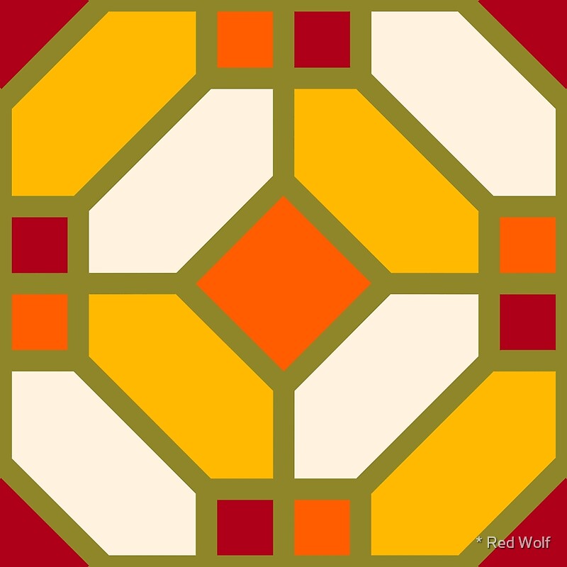 "Geometric Pattern Art Deco Tile Sunset" by * Red Wolf Redbubble