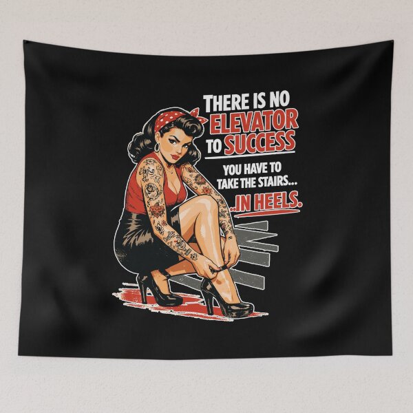 Item preview, Pin-Up Retro Print: Success in Heels & Tattoos designed and sold by Pineapple-Tree.