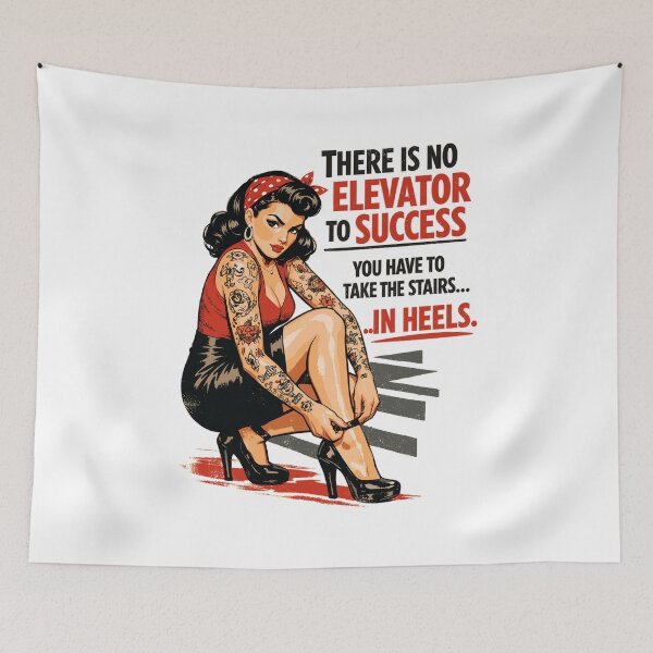 Item preview, Pin-Up Retro Print: Success in Heels & Tattoos designed and sold by Pineapple-Tree.