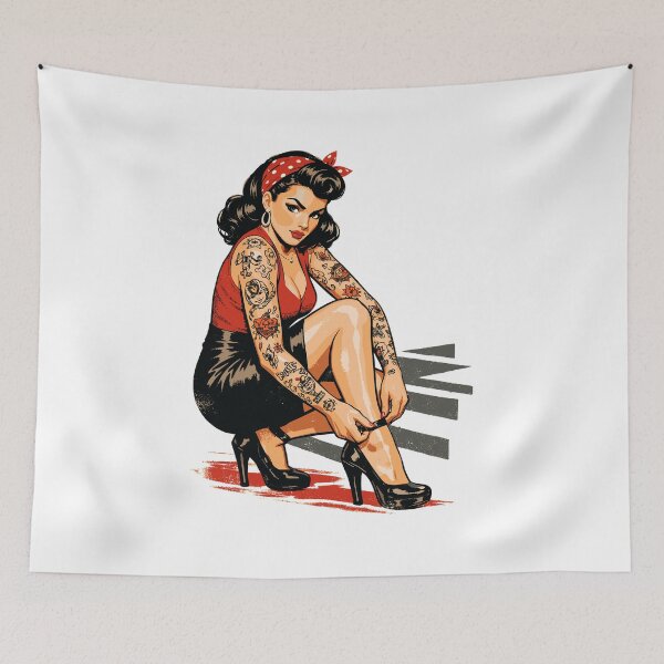 Item preview, Tattoo Pin-Up: Retro advertising print & high heels designed and sold by Pineapple-Tree.