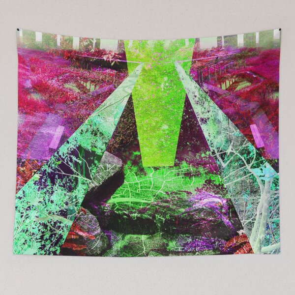 Item preview, wetland city ecopop collage landscape architectural wallpaper designed and sold by jorgelebeau.