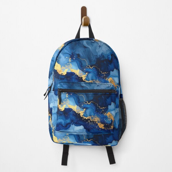 Item preview, Blue watercolor Abstract with Gold Streak designed and sold by katifinell.