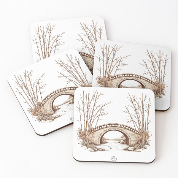 Item preview, traditional arched stone bridge spanning a gentle stream designed and sold by ArtelierMe.