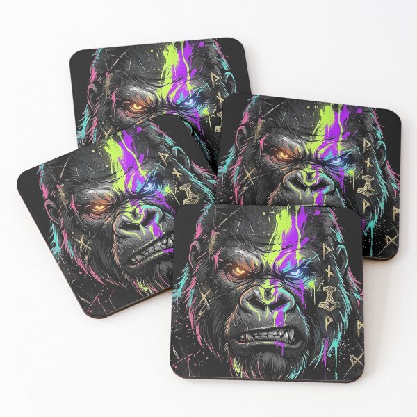 Item preview, Neon Grunge Gorilla - Primal Aggression Street Art designed and sold by PawsyVibe.