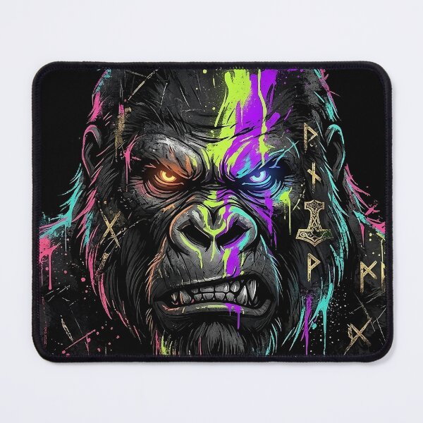 Item preview, Neon Grunge Gorilla - Primal Aggression Street Art designed and sold by PawsyVibe.